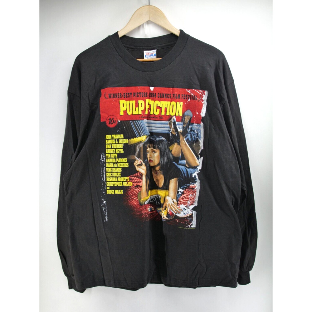 Vintage 1994 Pulp Fiction Hanes Beefy T Mens XL Black Long Sleeve Ultra Rare
